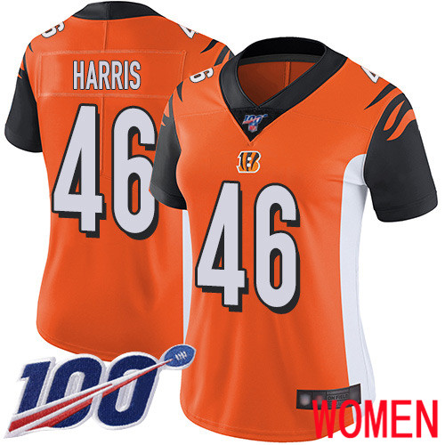 Cincinnati Bengals Limited Orange Women Clark Harris Alternate Jersey NFL Footballl #46 100th Season Vapor Untouchable->women nfl jersey->Women Jersey